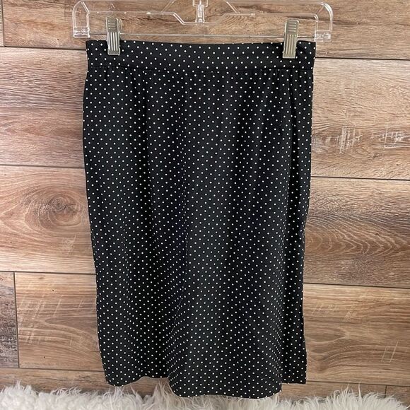 Ladies Petite Polka Dot Pencil Mini Skirt, Size Medium, Black White Polka Dots - Picture 2 of 7
